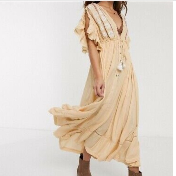 FREE PEOPLE WILL WAIT FOR YOU BALI FLORAL SHORT SLEEVE MIDI DRESS SMALL MEDIUM - Picture 3 of 12